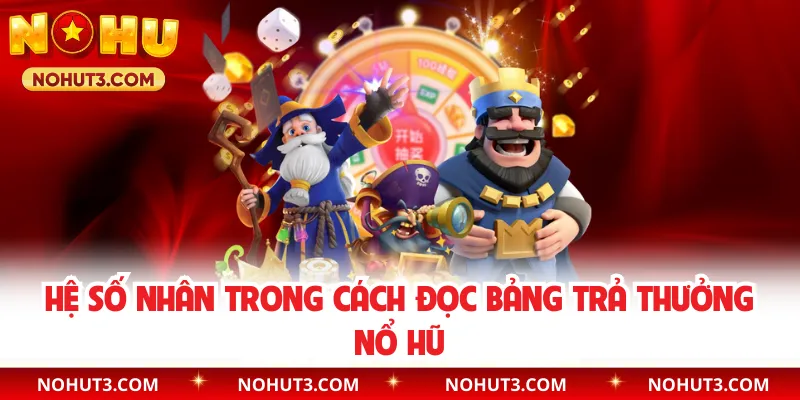 Hệ số nhân trong cách đọc bảng trả thưởng nổ hũ